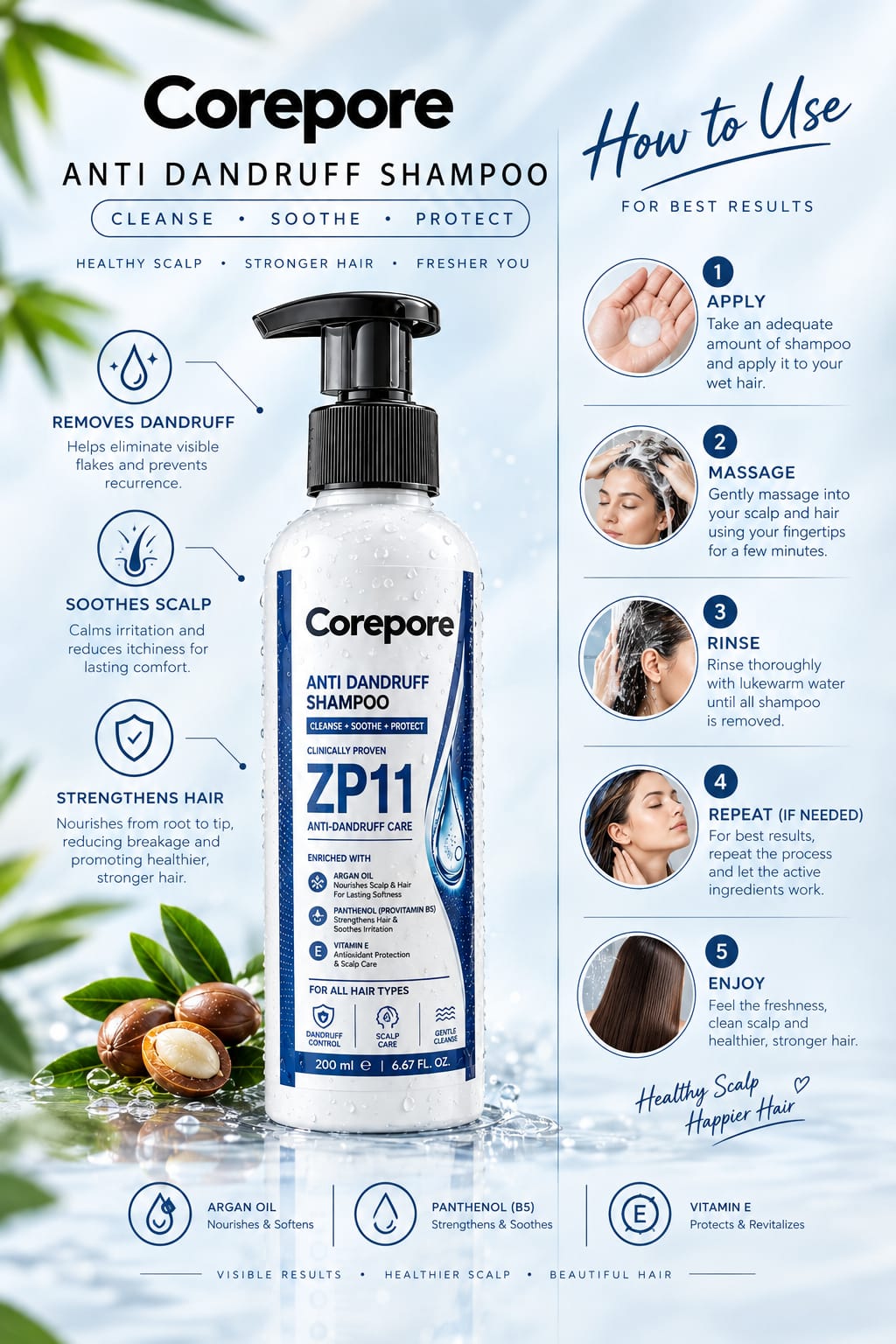 ZP11 + Argan Oil Anti-Dandruff Shampoo