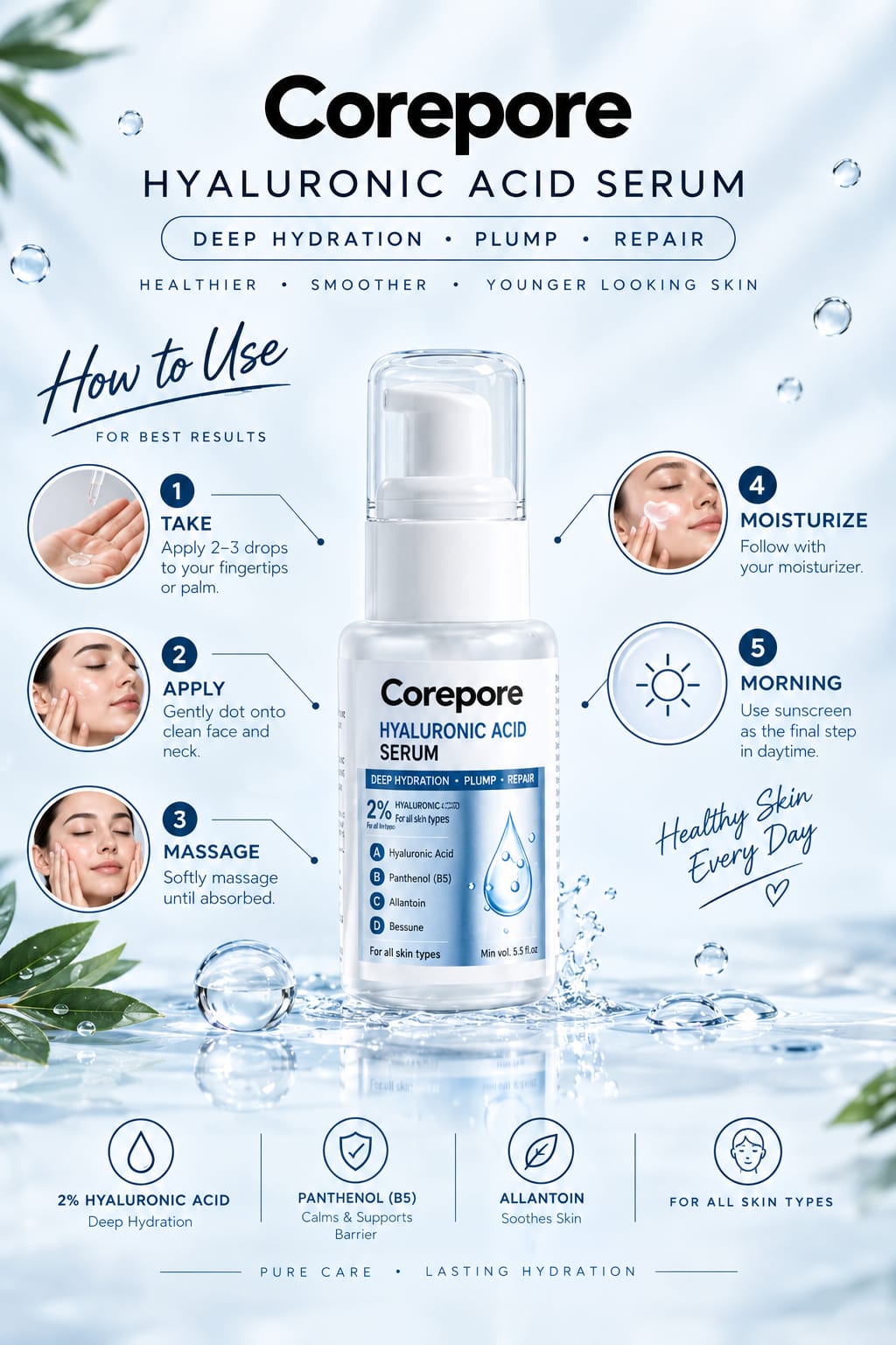 2% Hyaluronic Acid + Panthenol Hydrating Serum